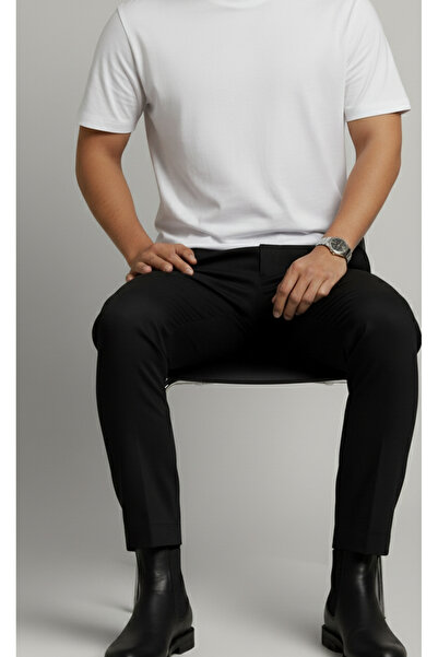 Bürke Men's Black Color Slim Fit Quality Fabric Trousers