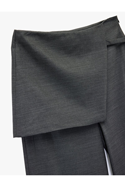 Koton Viscose Blend High Waist Wide Leg Skirted Pants with Pockets