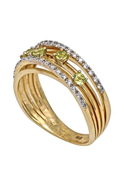 Gold 14K Gold Ring with Diamonds and Sapphires