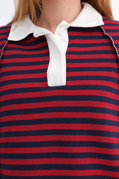 Addax Striped Long Sleeve Thick T-Shirt B10577