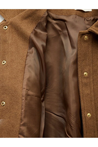 Koton Buttoned Long Sleeve Short Cashmere Jacket with Pockets