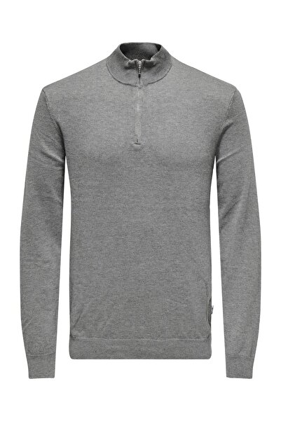 Only & Sons Onswyler Life Reg 14 Half Zip Knit Noos Men's Gray Sweater - 22021264