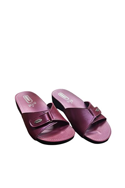 Akınal Bella Esem bordo cırtlı ortopedik terlik