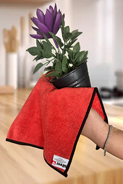 SİLVER HOME Microfiber Super Absorbent 3-Piece Towel Cleaning Cloth-Red 32×32 cm