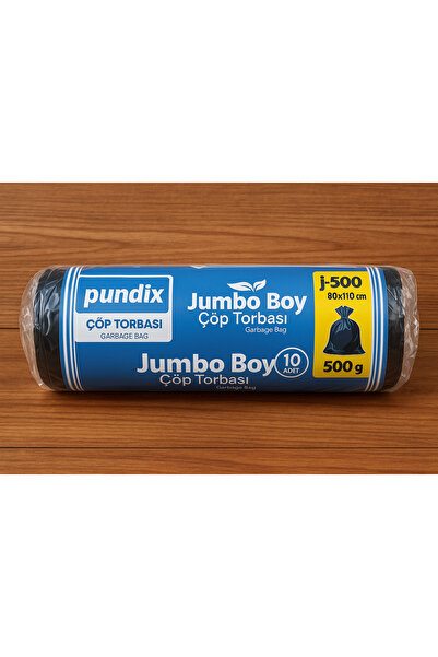 Pundix J500 Jumbo Boy Çöp Torbası 80X110 cm – 1 Rulo (10 Adet) – 500 G – Daya...