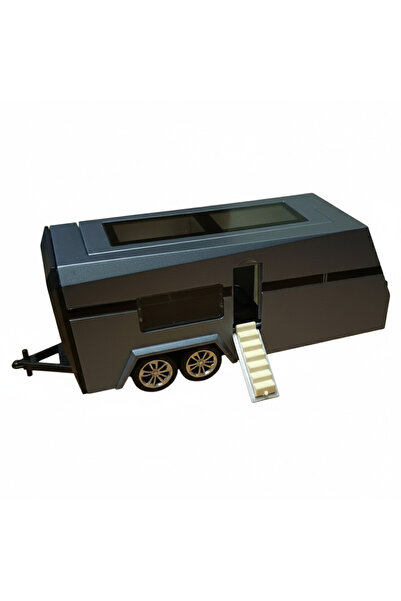 Vision XXI Tesla Cybertruck Car With ATV And Trailer, Metallic, 1:36, Opening Car And Trailer Doors, 27 cm, Black