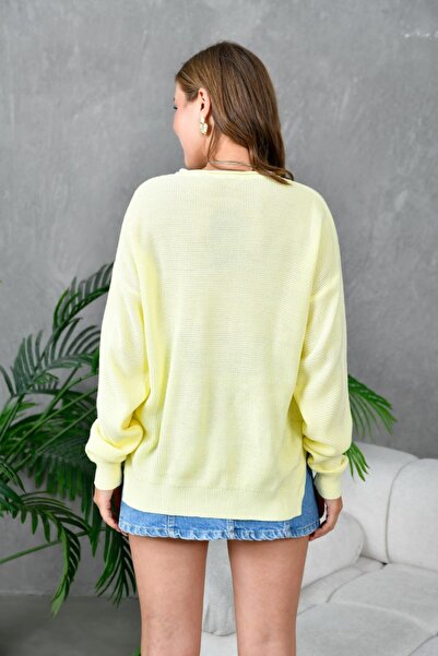 Noi Belis Oversized Sausage Collar Textured Knit Sweater Aw25Kz0082