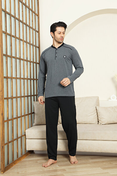 Enisena Men's 100% Cotton Pajama Set-3 Buttons-12440
