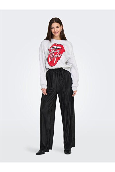 ONLY Onlclaudia Plisse Wide Pant Ptm Women's Black Trousers - 15346906