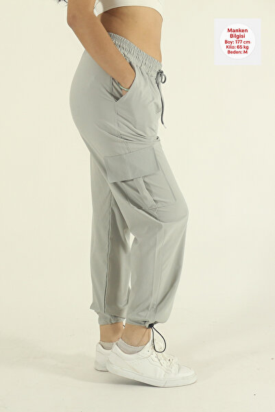 INFLUYENTE Women's Baggy Parachute Fabric Commando Pocketed Leg Clip Oversized Sweatpants