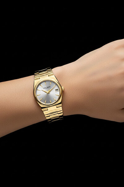 Tom Jones Kadın kol saati gold renk çelik orjinal 3atm su geçirmez 2 yıl garantili faturalı bileklik hediye