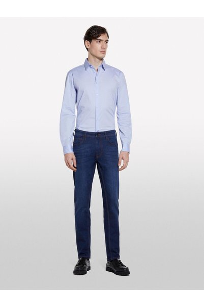 Sisley Erkek Streç Pamuklu Taş Yıkama Orta Bel Slim Fit Denim Pantolon 325P4T...