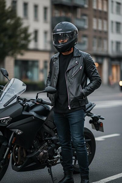 yyk SWAY SW 917 Mat Siyah Çene Açılır Güneş Gözlüklü Motosiklet Kask