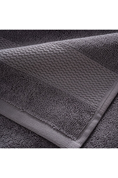 Green Black Lara Face Towel 100% Cotton with Border Dark Gray 50X90 cm