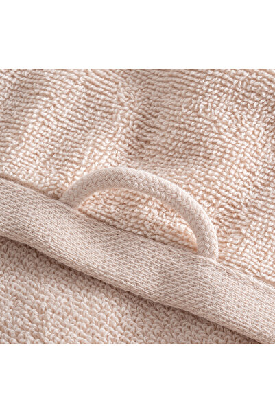 Green Black Lara Face Towel 100% Cotton with Border Light Salmon 50X90 cm