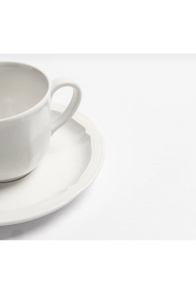 cc bin shihon Classic white melamine cup and saucer set (6 cups and 6 saucers)