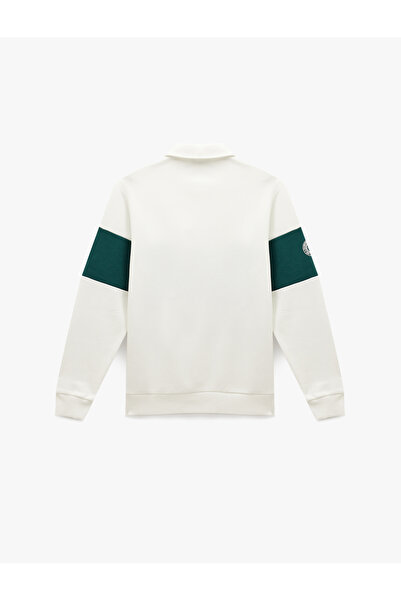 Koton Φούτερ με λαιμόκοψη πόλο με μισό φερμουάρ Regular Fit αντίθεση χρωμάτων με τύπωμα επένδυση fleece