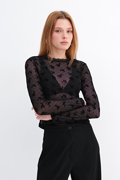 Addax Patterned Transparent Blouse B17725