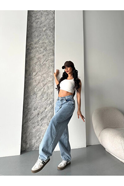 ZENGEZUR MALL Sptrns Baggy Snow Wash Medium Blue Jeans Pants D2007 (173808) (Size: 42)