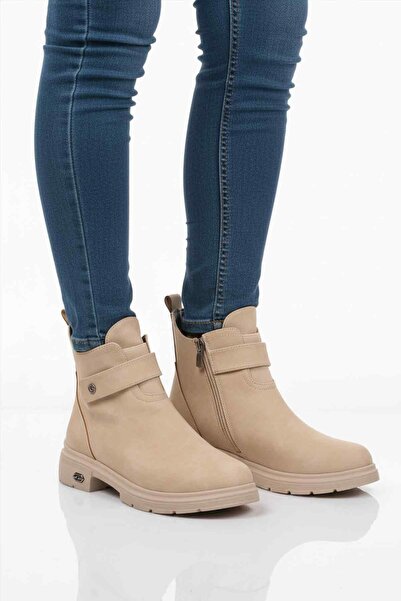 Pierre Cardin Beige Nubuck Fur Non-Slip Cold Resistant Women's Boots Pc-55336 Z