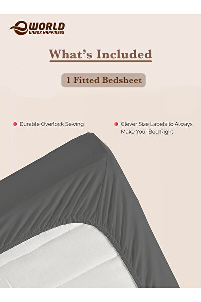 Eworld King Size Microfiber Fitted Bedsheet with Deep Pocket, Breathable & Washable