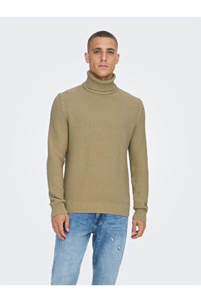 Only & Sons Onstuck 7 Roll Neck Knit Men's Beige Sweater - 22022595