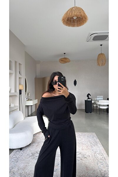 Buket Teke Dark Anthracite Knitted Boat Neck Suit