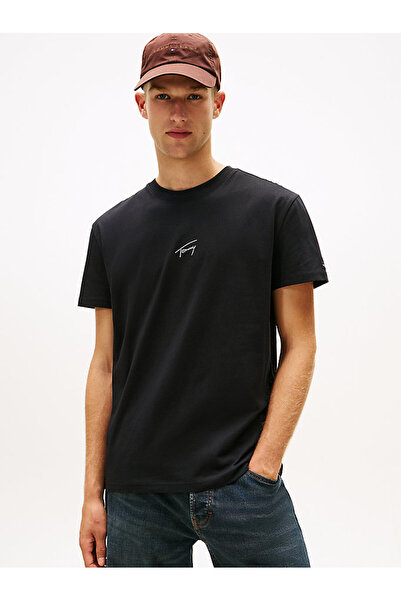 Tommy Hilfiger Pánské černé tričko s krátkým rukávem