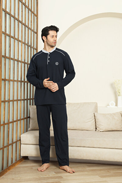 Enisena Men's 100% Cotton Pajama Set-3 Buttons-12440