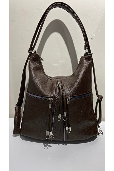 lisa Milon fermuar detaylı omuz ve sırt çantası