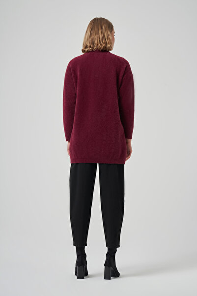 Nuss Embroidery Detail Cardigan 7007 Burgundy