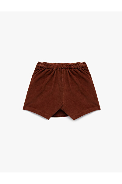 Koton Pamuklu Beli Lastikli Kadife Şort Etek