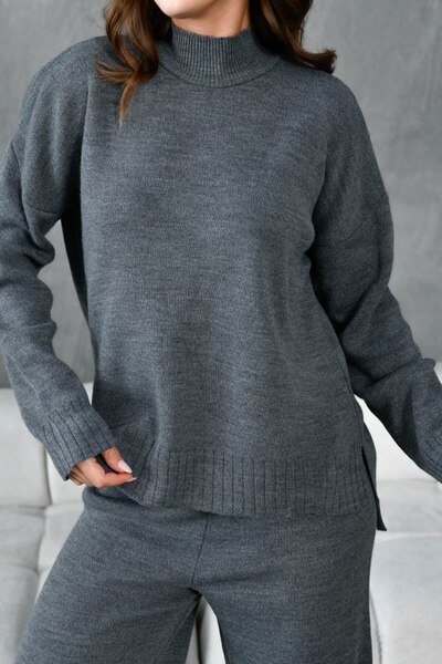 Noi Belis Basic Oversized Sweater Pants Knitwear Bottom-Top Set Aw25Au0040