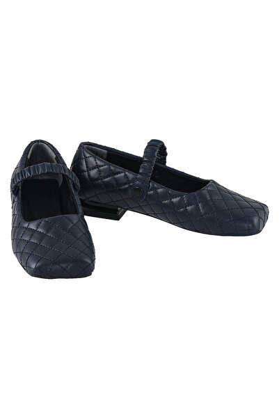 Foldy Navy Blue Quilted Women's Casual Ballet Flats