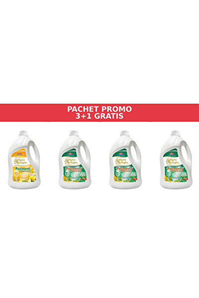 Schiuma di Marsiglia Pachet Promo 3+1 Pavimenti & Superfici Dure 4x5L – Limon...