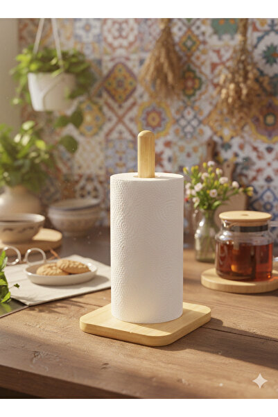 Hagen Special Production Wooden Roll Paper Holder Decorative Roll Napkin Holder Non-Slip Base Roll Paper Towel Holder