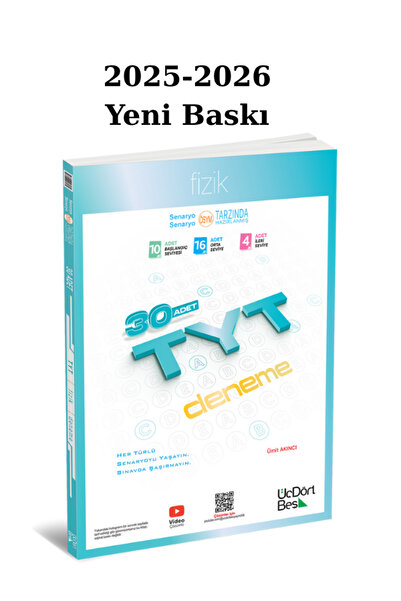 Üç Dört Beş Yayıncılık 345 Tyt Fizik Deneme 30 Adet -Ümit Akıncı- Üç Dört Beş...