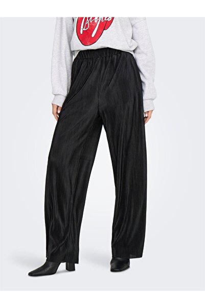 ONLY Onlclaudia Plisse Wide Pant Ptm Women's Black Trousers - 15346906