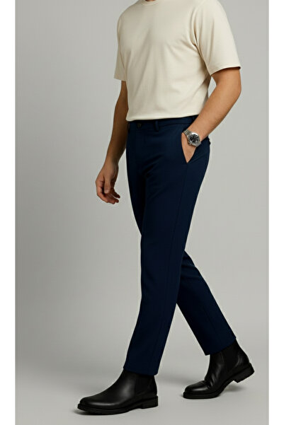 Bürke Men's Navy Blue Color Slim Fit Quality Fabric Trousers