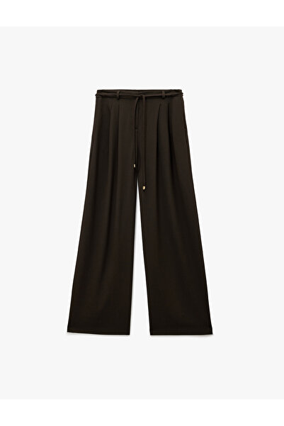 Koton Пъстри панталони с широки крачоли, с джобове и колан