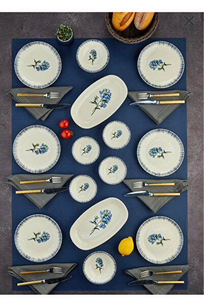 coker Ev dizaynım 14 Parça Porselen Kahvaltı Takımı – Şık Desenli Kayık, Past...