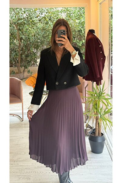 HANER BUTİK Black Cuff Sleeve Tweed Jacket