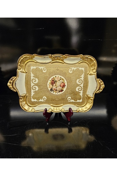 ALANYA HOME DECOR Rose Tray Small Gold 31cm X 19 cm Rose Tray Small Gold