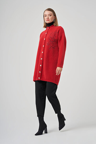 Nuss Embroidery Detail Cardigan 7007 Red