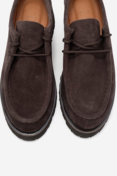 LuviShoes TALIA Kahverengi Süet Hakiki Deri Bağcıklı Kadın Loafer Ayakkabı