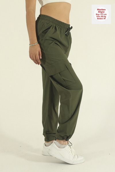 INFLUYENTE Women's Baggy Parachute Fabric Commando Pocketed Leg Clip Oversized Sweatpants