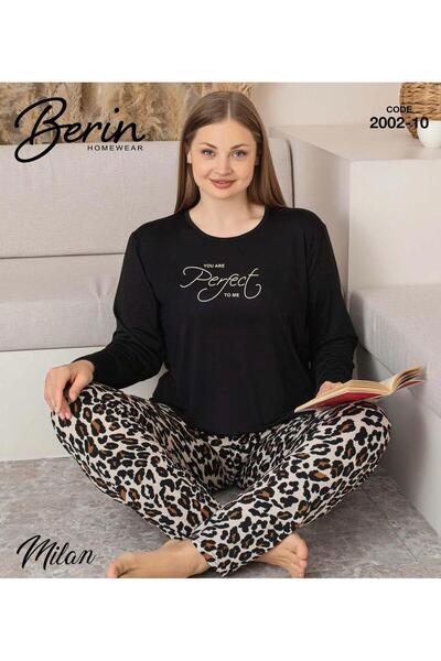 ROYAM Berin Women's Battal Viscose Milan Fabric Transitional Long Sleeve Pajama Set 2002