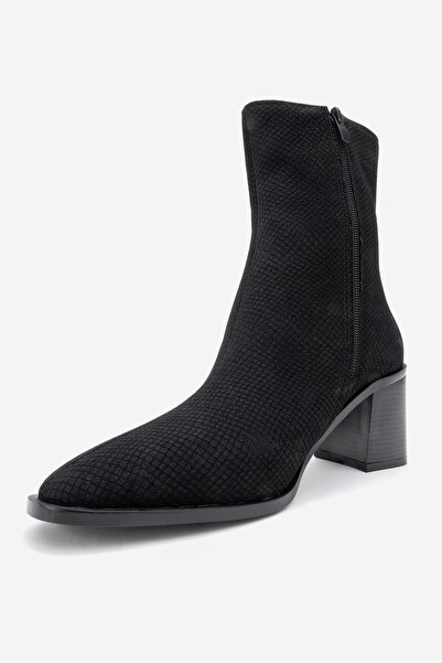 LuviShoes Γυναικείες μπότες με χοντρό τακούνι CHARA με μαύρο σχέδιο