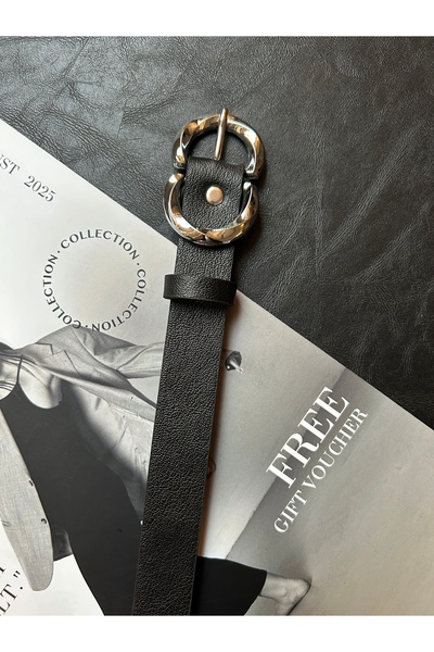 LİA KEMER 2-Piece Jade Double Ring Patterned Women's Silver Buckle Belt Coat Belt Dress Belt Trouser Belt