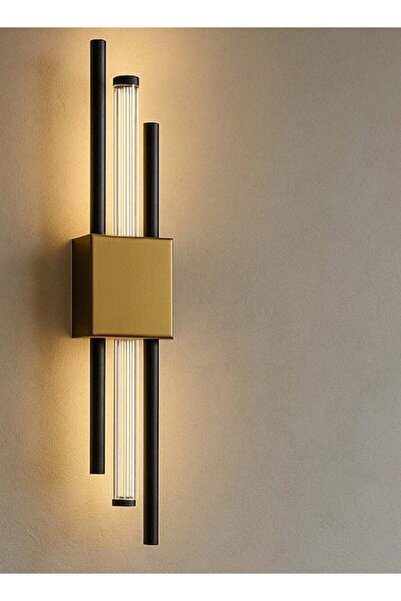 Generic Modern Wall Sconce with Warm Yellow Light – 3000K – 55×8 cm – Elegant Gold and Black Design